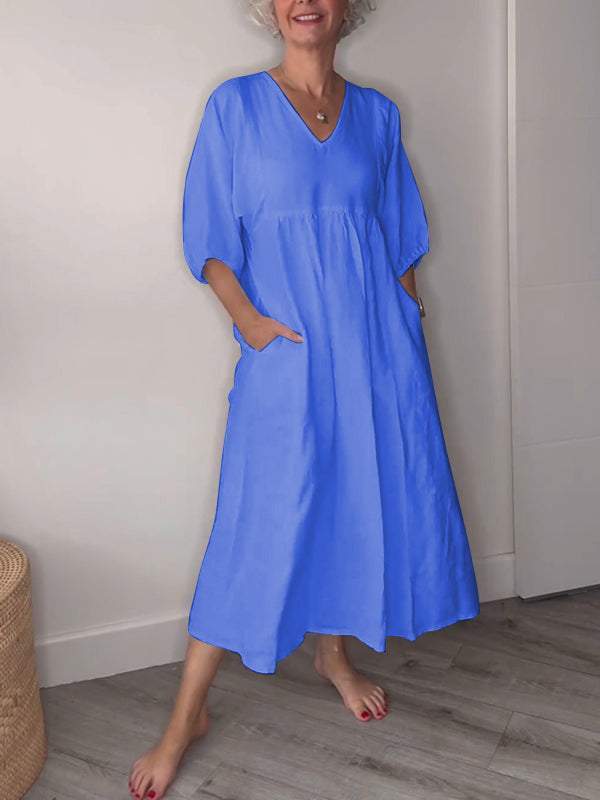 Eeva™ - Lässiges Midikleid mit V-Ausschnitt und Taschen - Image 6