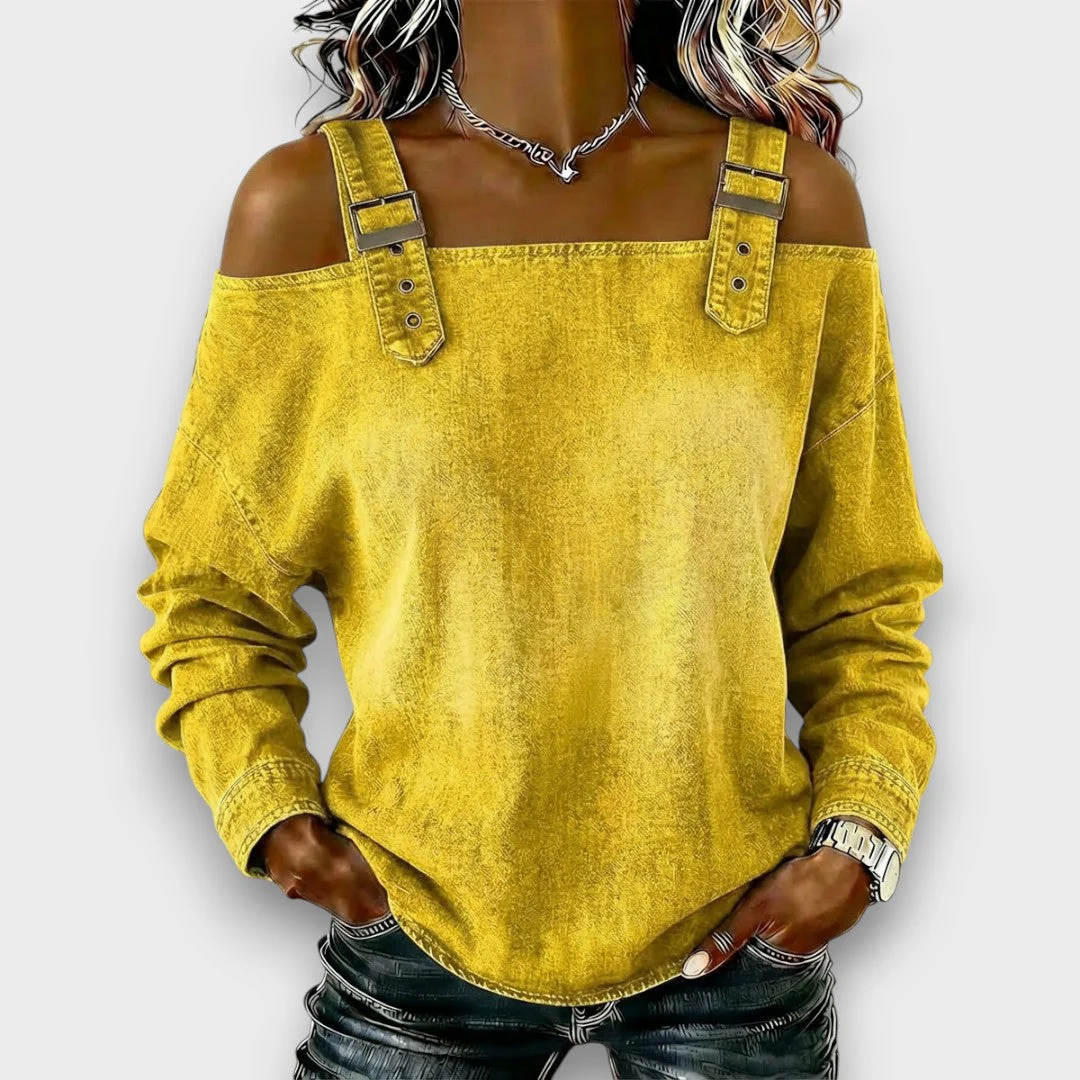 Elama | Off-Shoulder Denim Top - Image 2