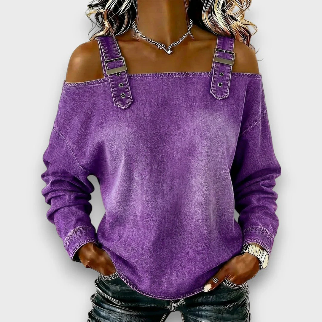 Elama | Off-Shoulder Denim Top - Image 4