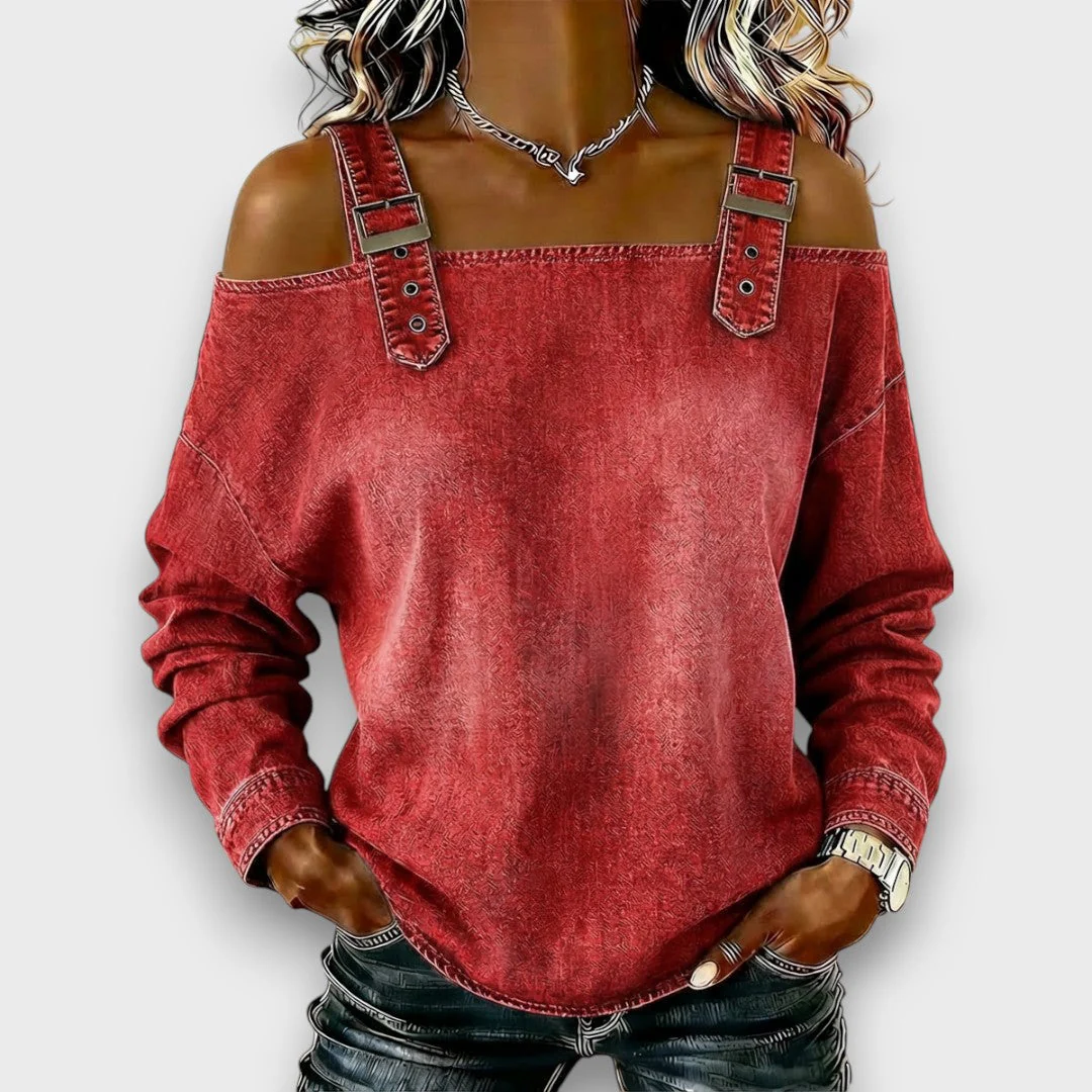 Elama | Off-Shoulder Denim Top - Image 5