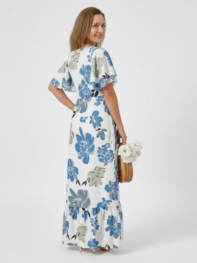 Elowen | Rundhals Kurzarm Schichten Maxikleid - Image 5