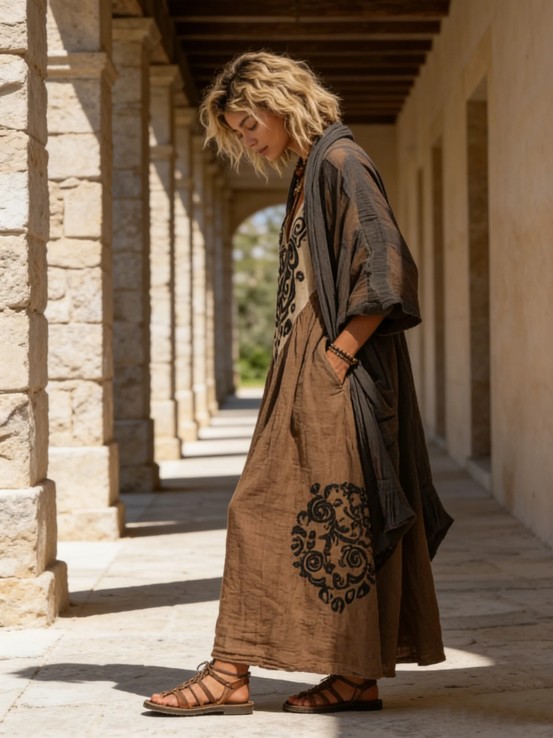 Entspanntes Bohemian Leinen-Baumwoll-Zweiteiler-Outfit - Image 2