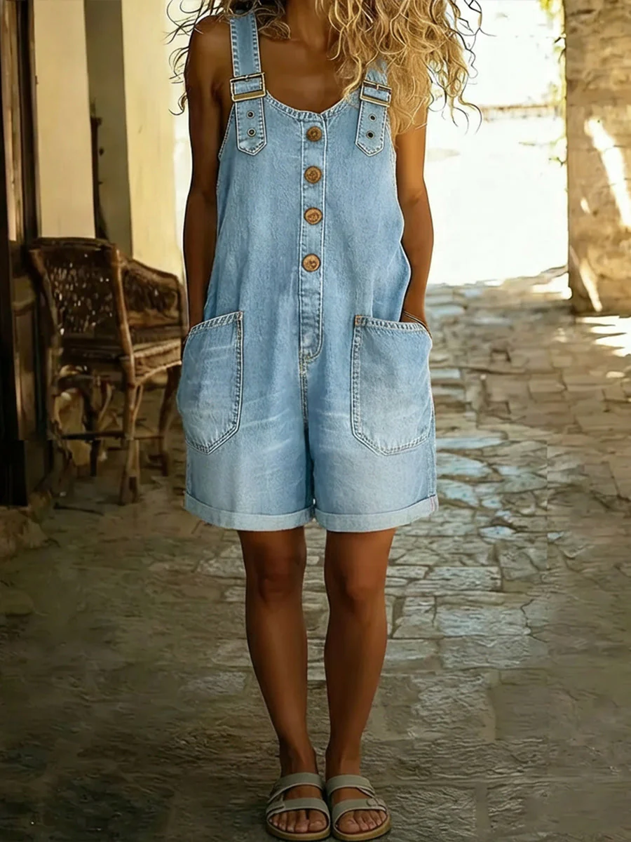 Entspanntes Shorts-Jumpsuit mit verstellbaren Trägern - Image 5