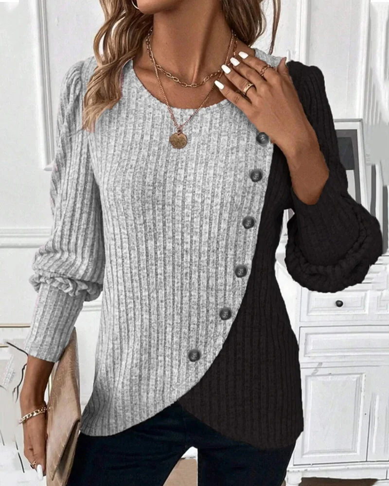 Evelyn - Das Colour-Block Casual Top - Image 2