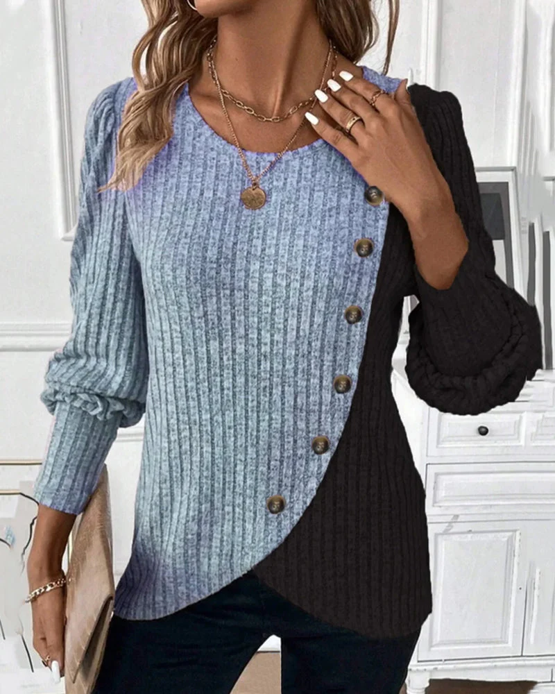Evelyn - Das Colour-Block Casual Top - Image 3