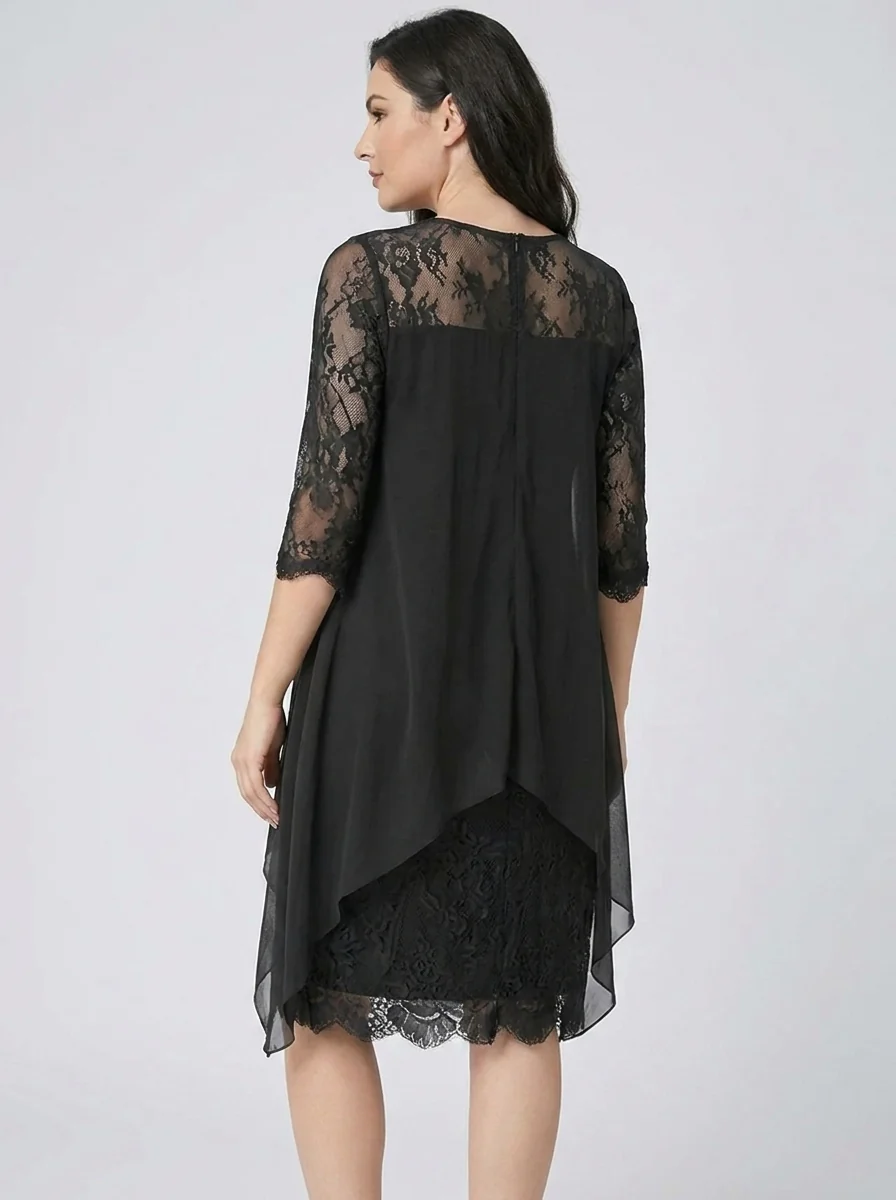 Frauen Rundhals Besticktes Patchwork Kleid - Image 2