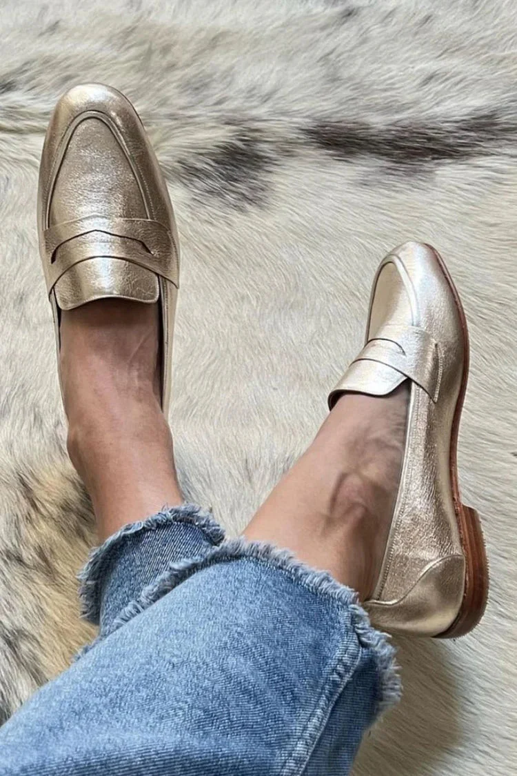 GLÄNZENDE LICHTGOLD LOAFER