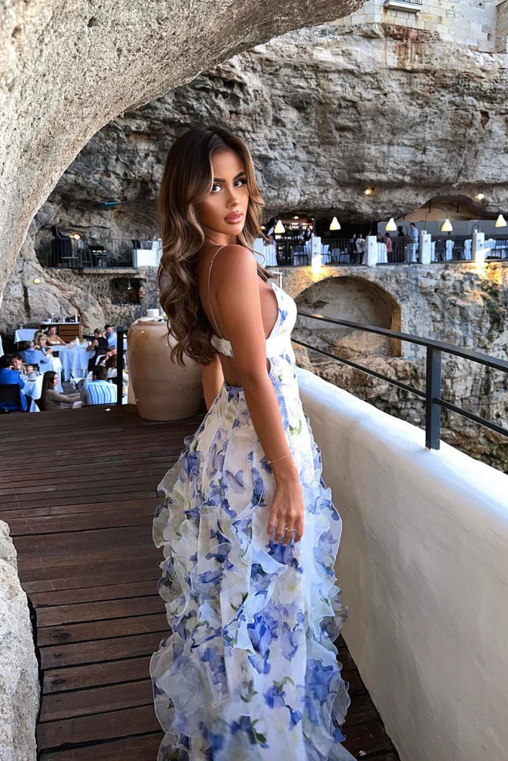 Gloria - Floral Cut-Out Split Strand Maxi Kleid - Image 2
