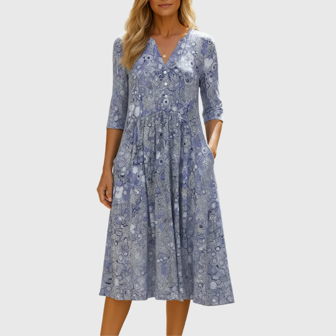 Harlow | Anmutiges V-Ausschnitt Eleganz Midi Kleid - Image 3