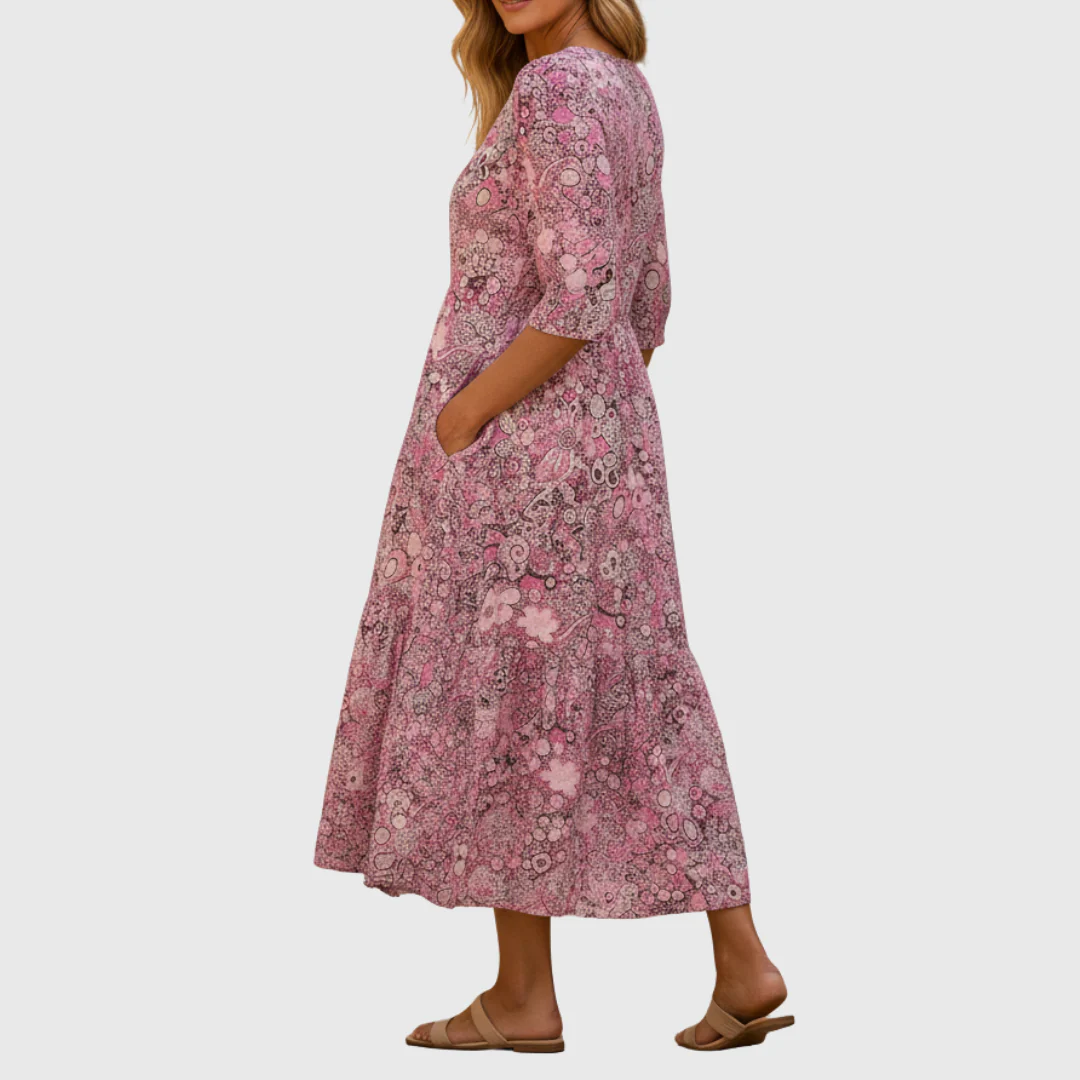 Harlow | Anmutiges V-Ausschnitt Eleganz Midi Kleid - Image 5