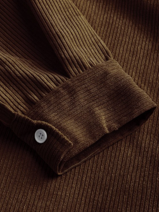 Herren Corduroy Langarmhemd mit halber Knopfleiste - Image 14