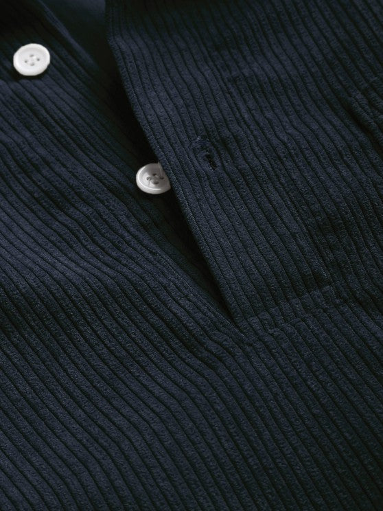 Herren Corduroy Langarmhemd mit halber Knopfleiste - Image 3