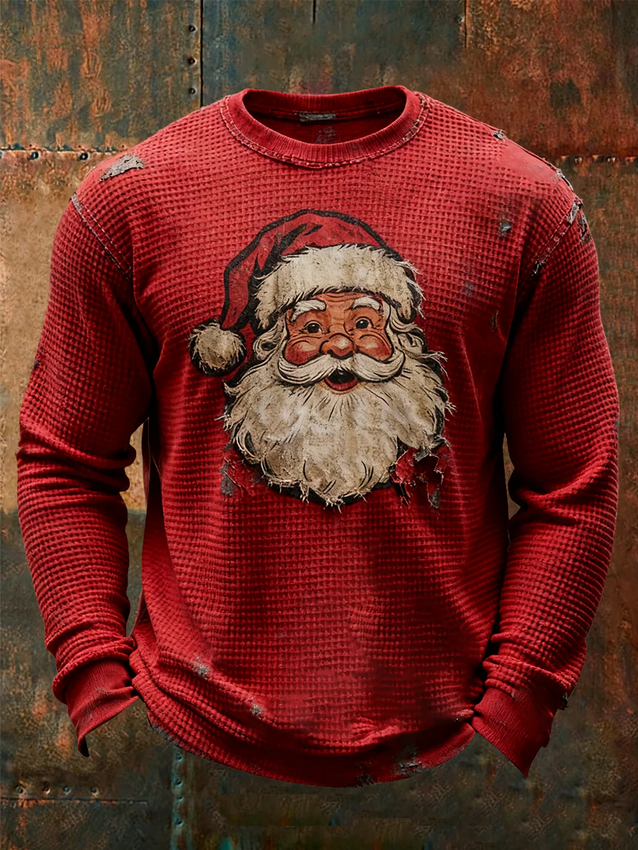 Herren Santa Claus bedrucktes Freizeitoberteil