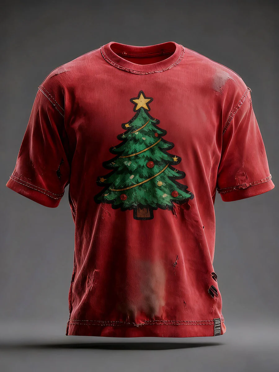 Herren T-Shirt mit Weihnachtsbaum-Print