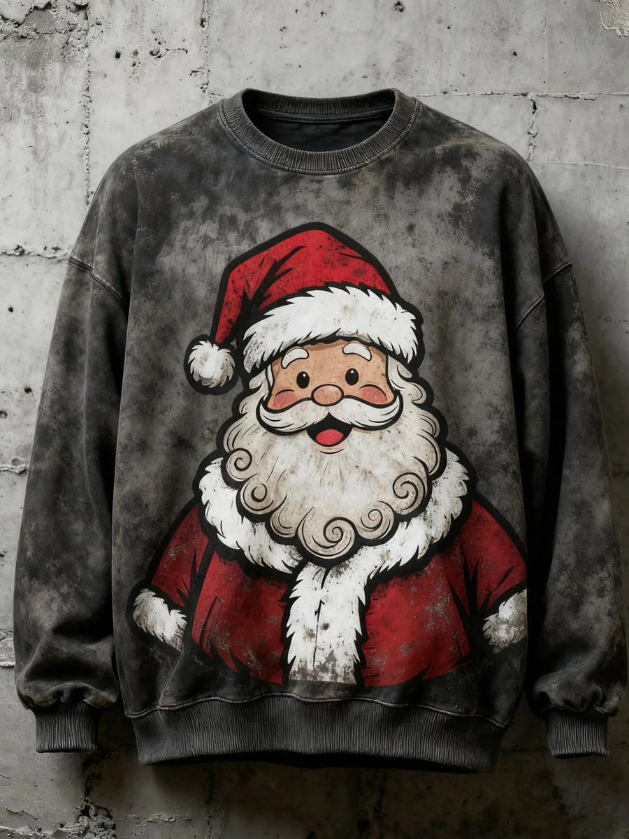 Herren Vintage Weihnachtsmann Druck Freizeit Sweatshirt