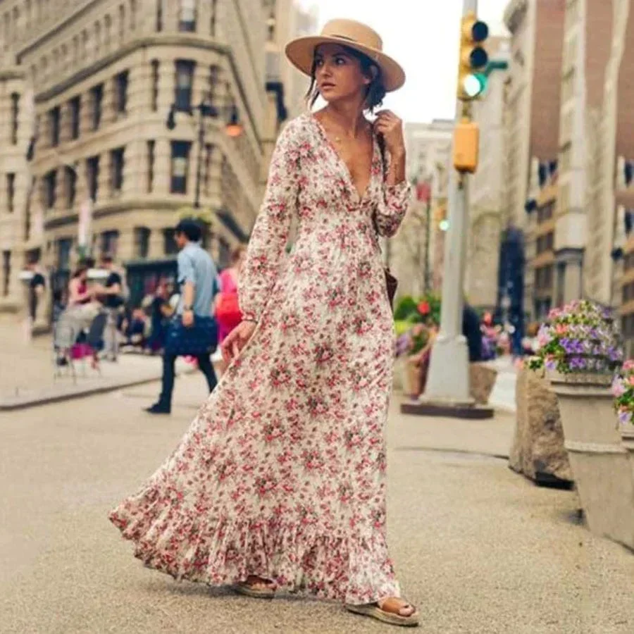 Ilse™ - Maxi Ibiza Stil Blumen Kleid
