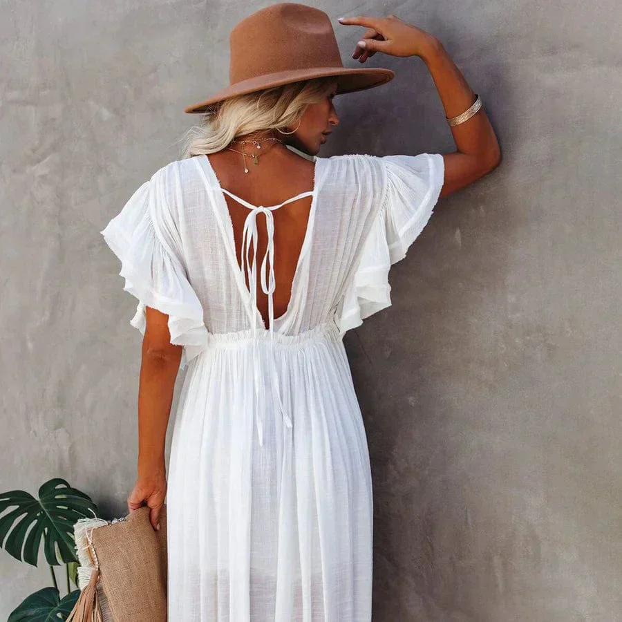 Jente™ - Maxi Weiße Strandkleid - Image 2