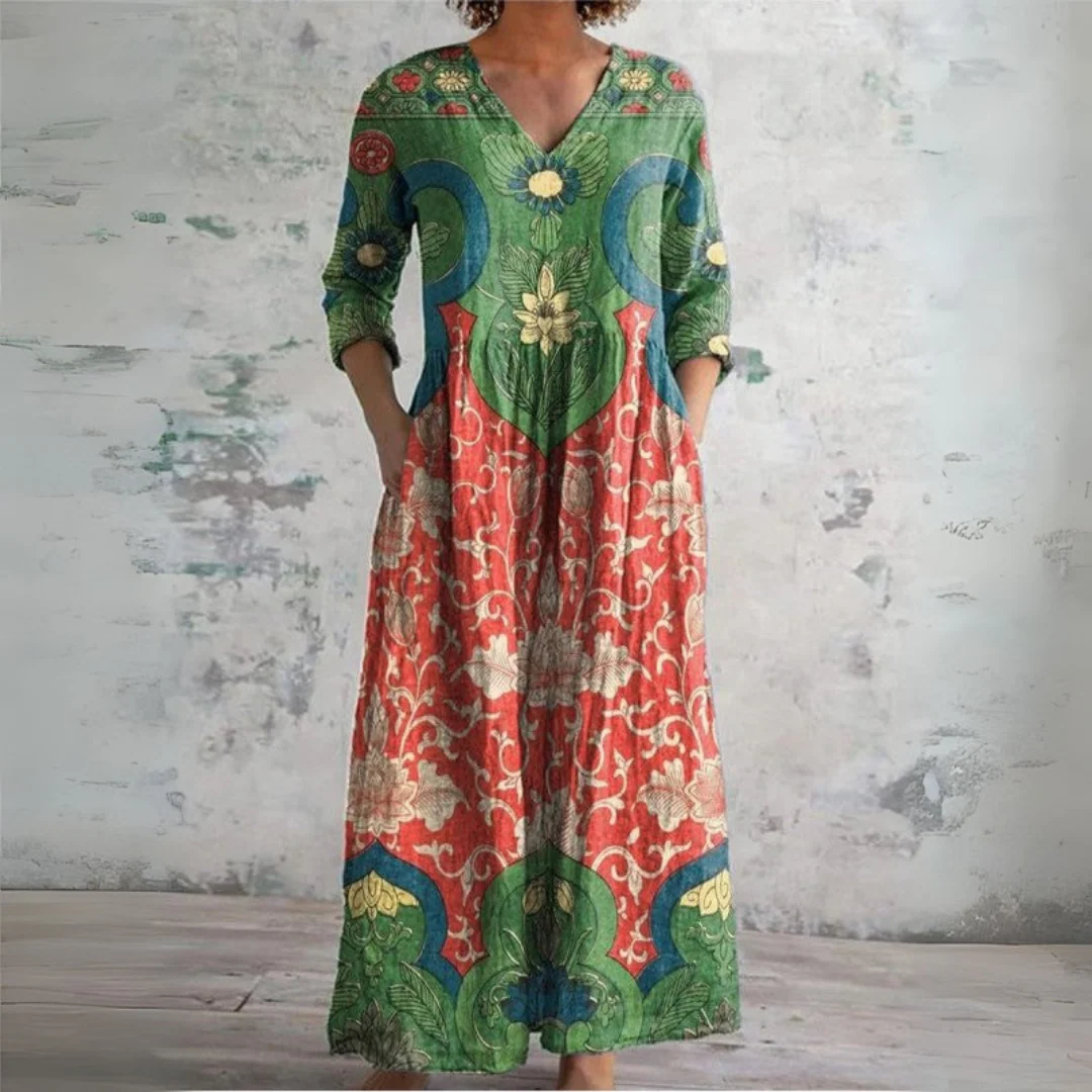 Judith | Vintage Maxi Kleid mit Blumenmuster