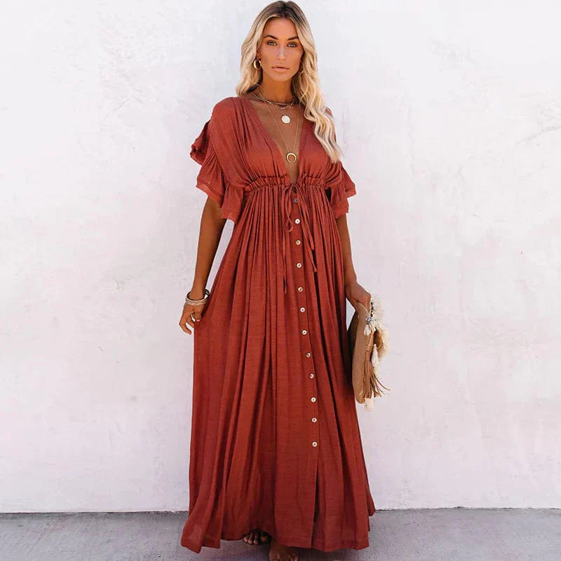 Julie™ - Rote Lange Strandkleid