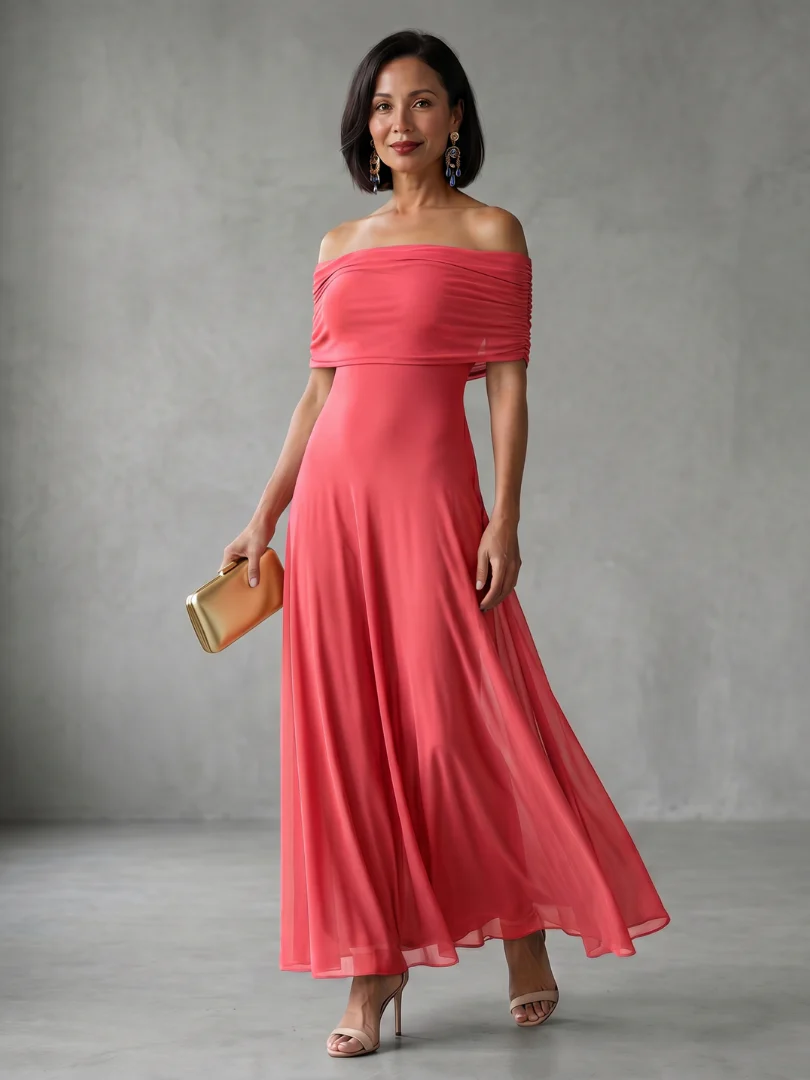 Juni | Off-Shoulder Drapiertes Midi-Kleid - Image 5
