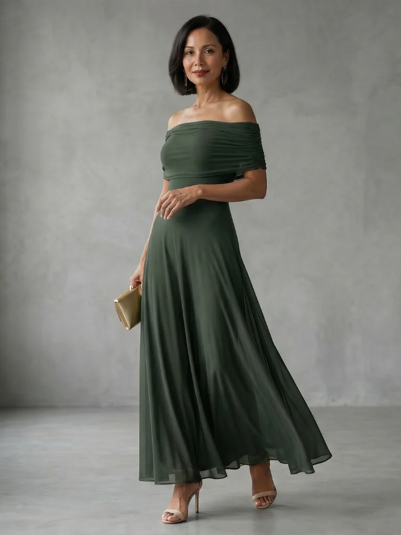 Juni | Off-Shoulder Drapiertes Midi-Kleid - Image 7