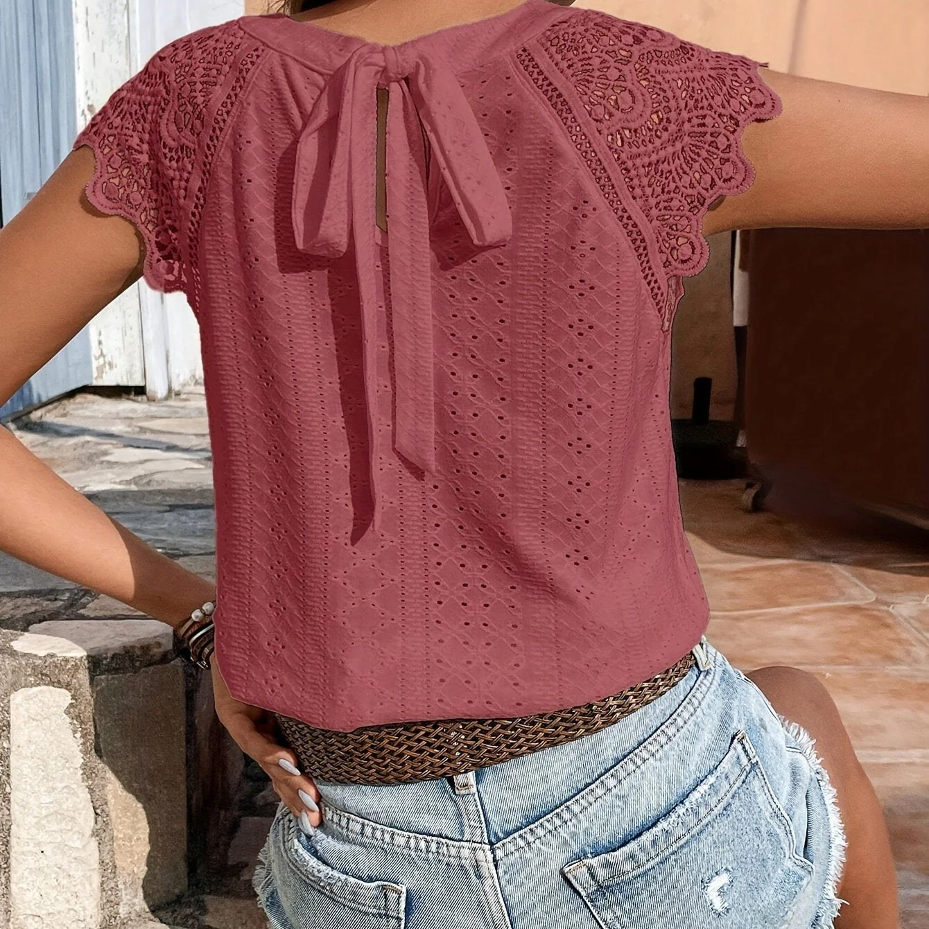 Keshia™ - Elegante Bluse mit Ösen und Bindeband - Image 11