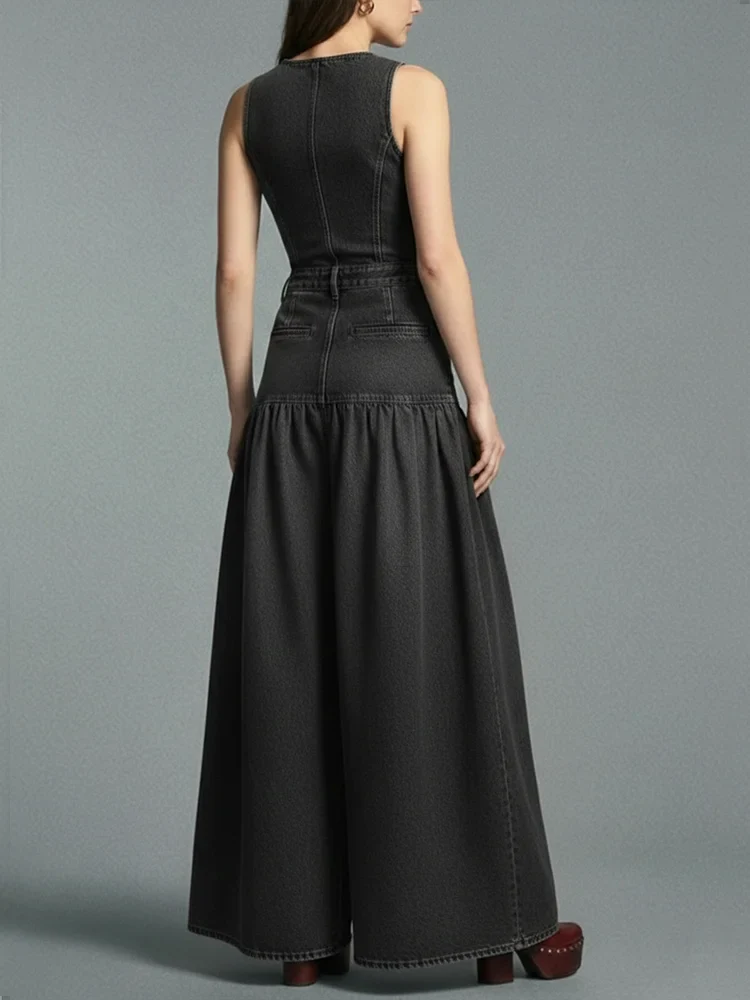 Lässiger Damen-Jeansoverall mit weitem Bein - Image 4