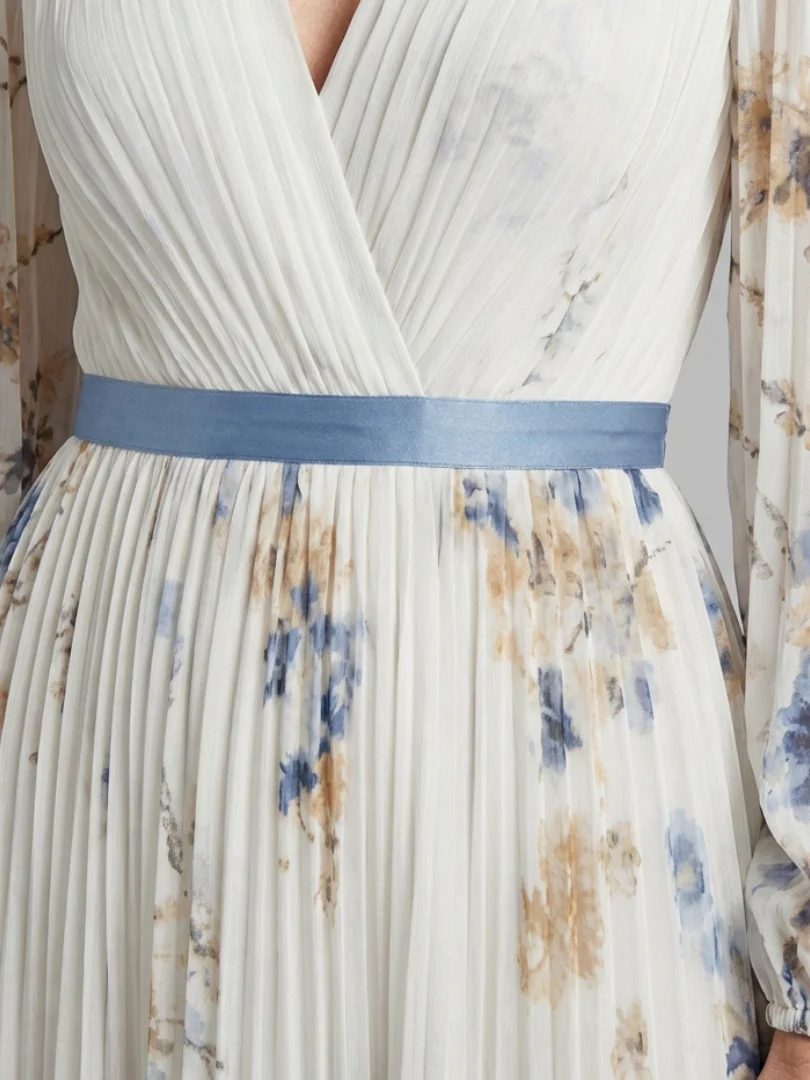 Lavinia | Maxikleid mit langen Ärmeln und V-Ausschnitt in Blumenmuster - Image 3