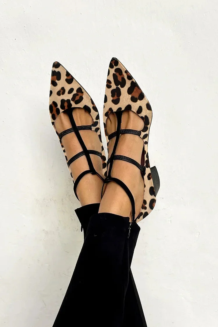 LEOPARDEN-STRAP BALLETT-HEELS