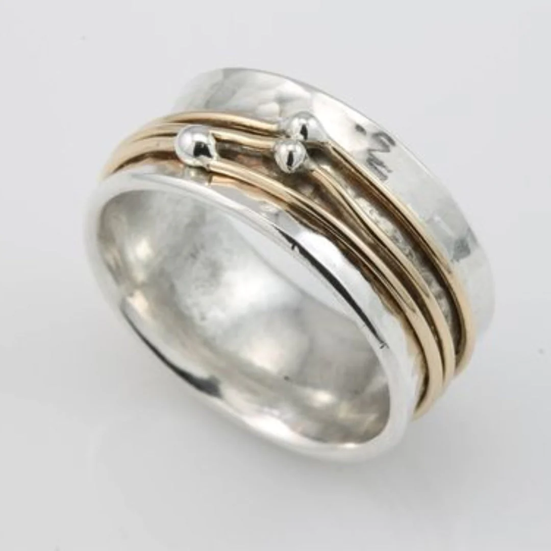 Lidia - Silberring mit Vintage-Goldbeschichtung