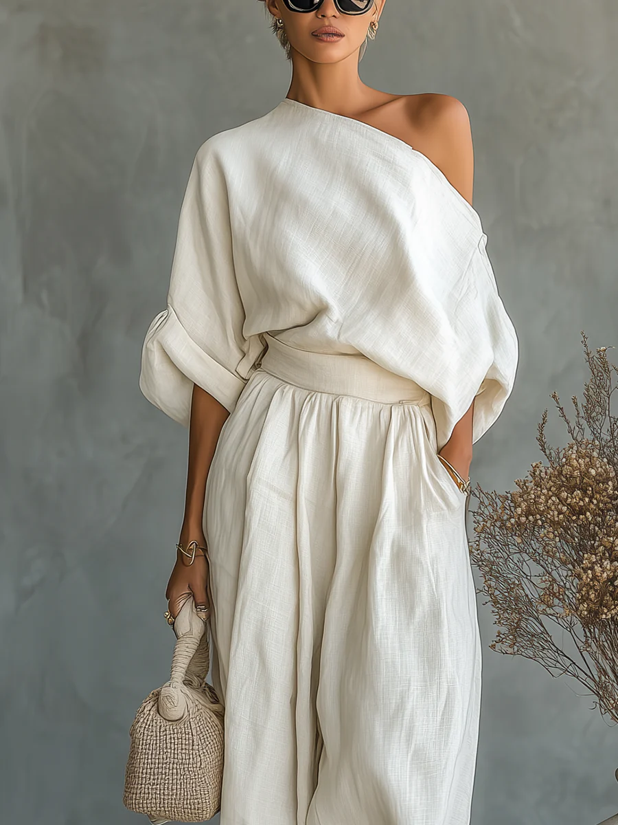Lisa | Gemütliches Off-Shoulder-Top mit tapered Hosen Ensemble - Image 3