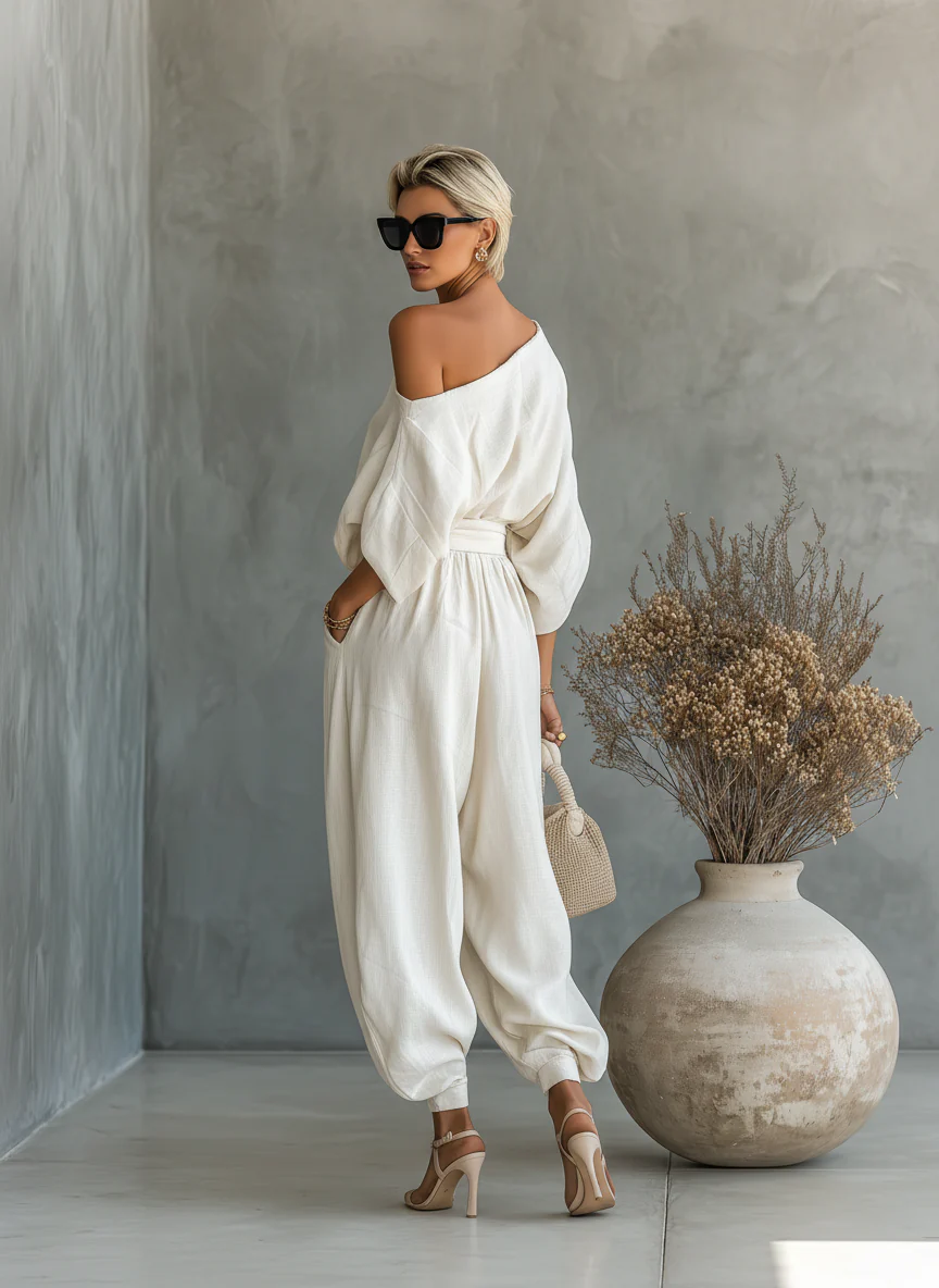 Lisa | Gemütliches Off-Shoulder-Top mit tapered Hosen Ensemble - Image 5