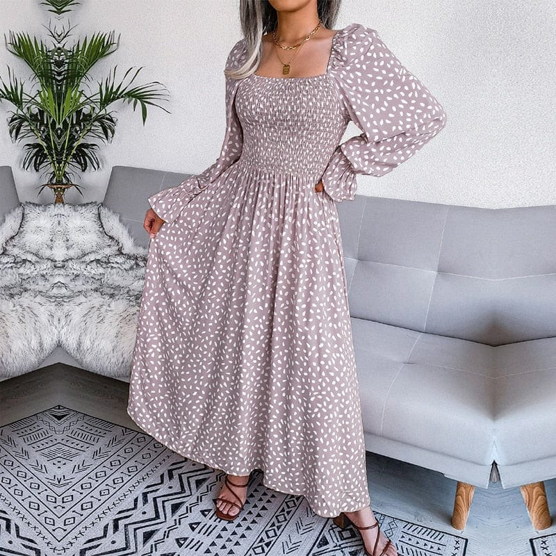 Lotte™ Elegante Beige Langarm Maxi Kleid - Image 2