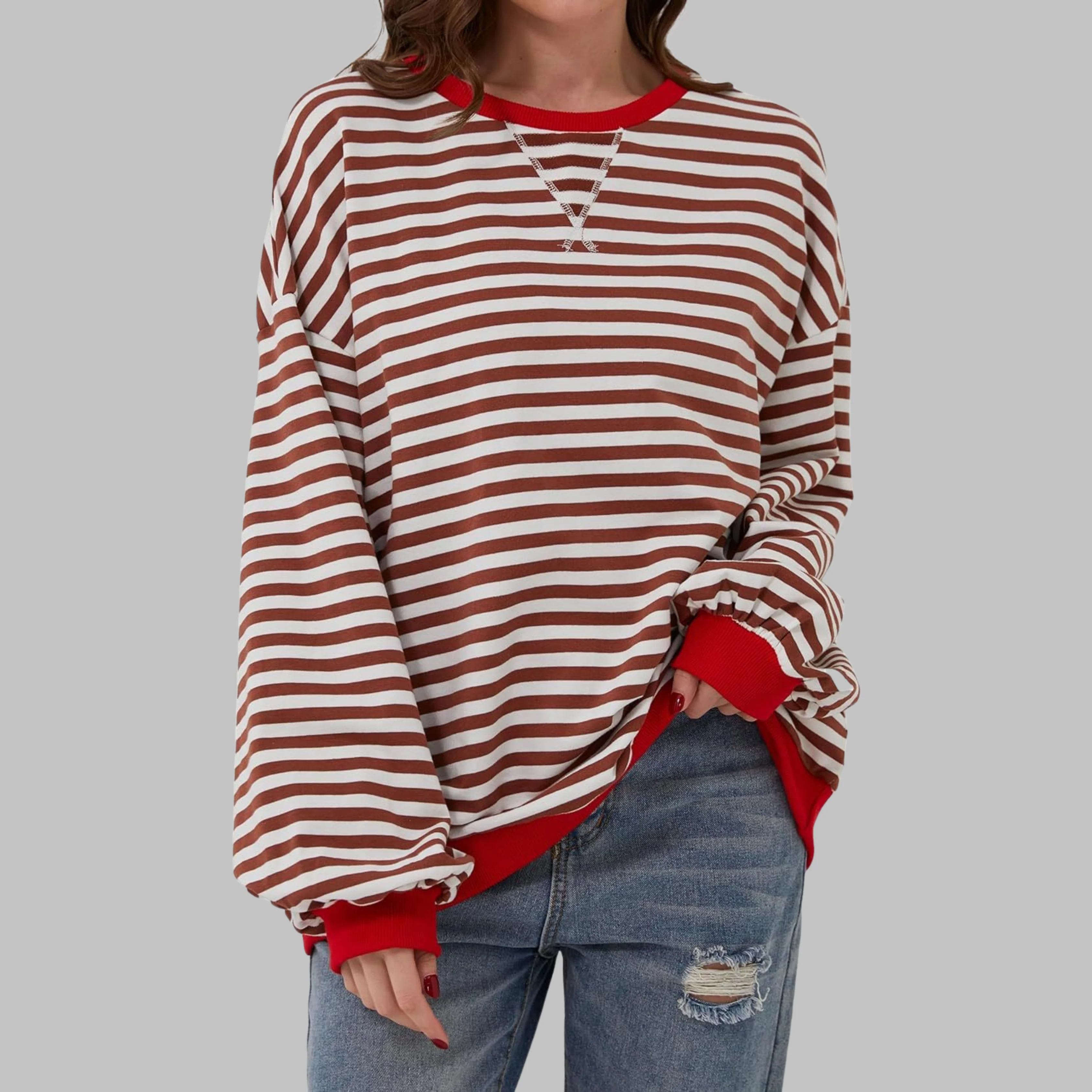 LUKA™ - Gestreiftes Langarm-Casual-Sweatshirt mit Rundhalsausschnitt - Image 8