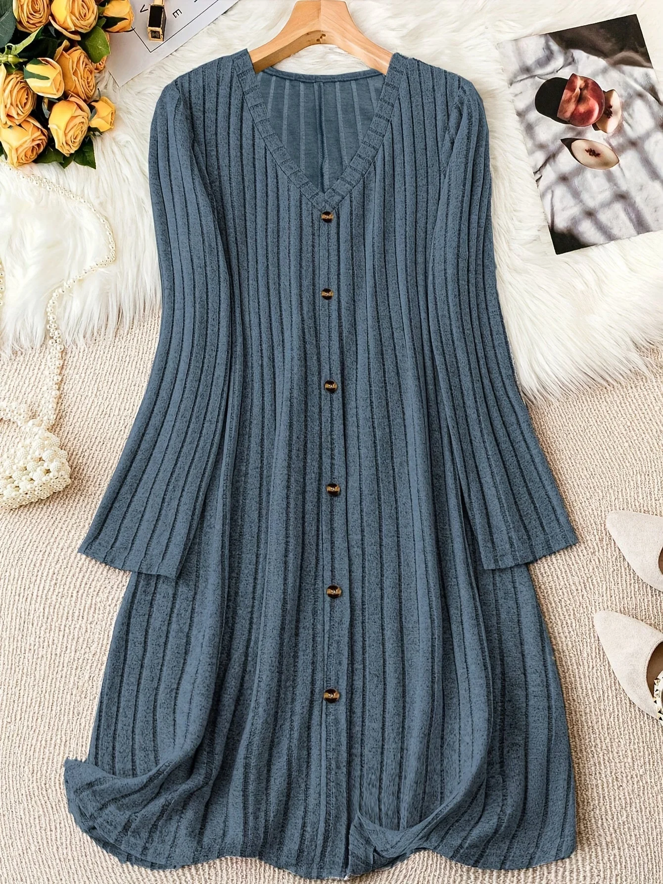 Madelyn™ - Zeitloses Plus-Size Rippknopfkleid