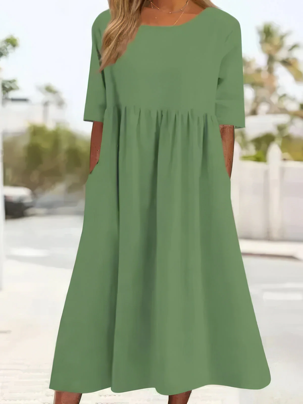 Maikee™ - Baumwollkleid mit Rundhalsausschnitt und Taschen - Image 6
