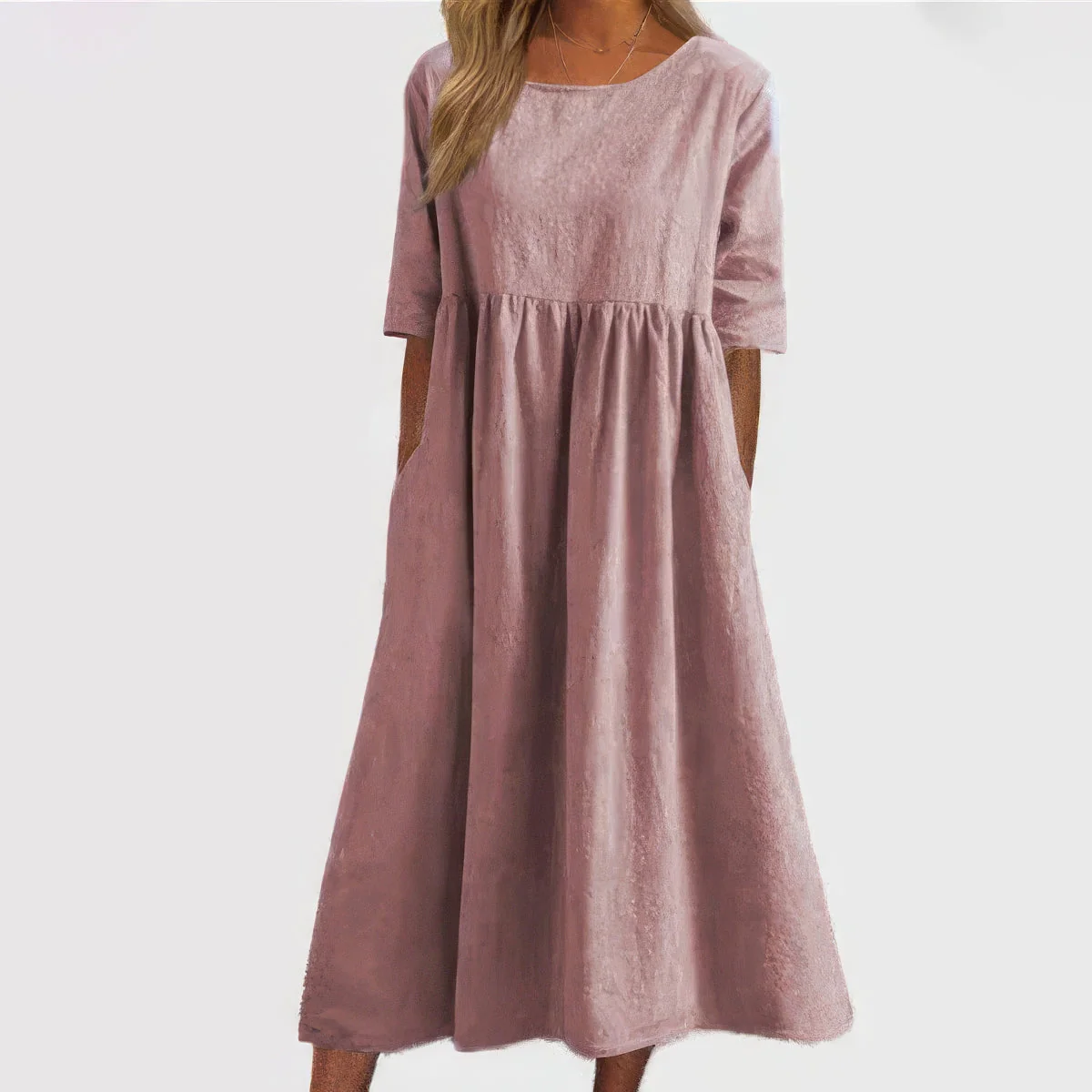 Maikee™ - Baumwollkleid mit Rundhalsausschnitt und Taschen - Image 8