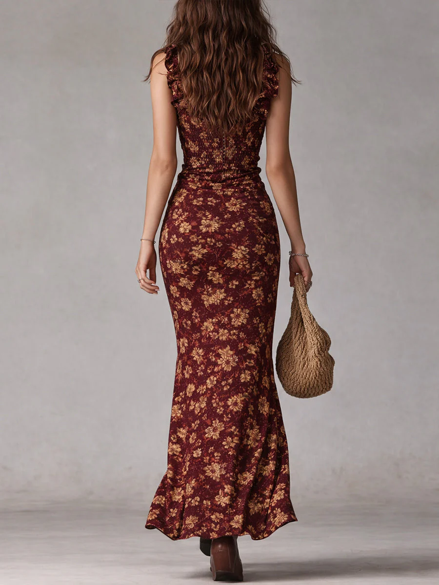 Maya™ | Boho Retro Rüschensleeves Maxikleid mit hohem Schlitz - Image 7