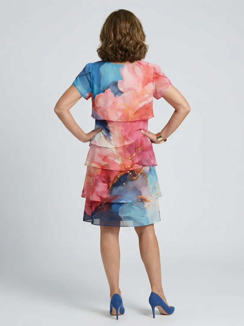 Mira | Elegantes knielanges Kleid mit Marmorprint - Image 4