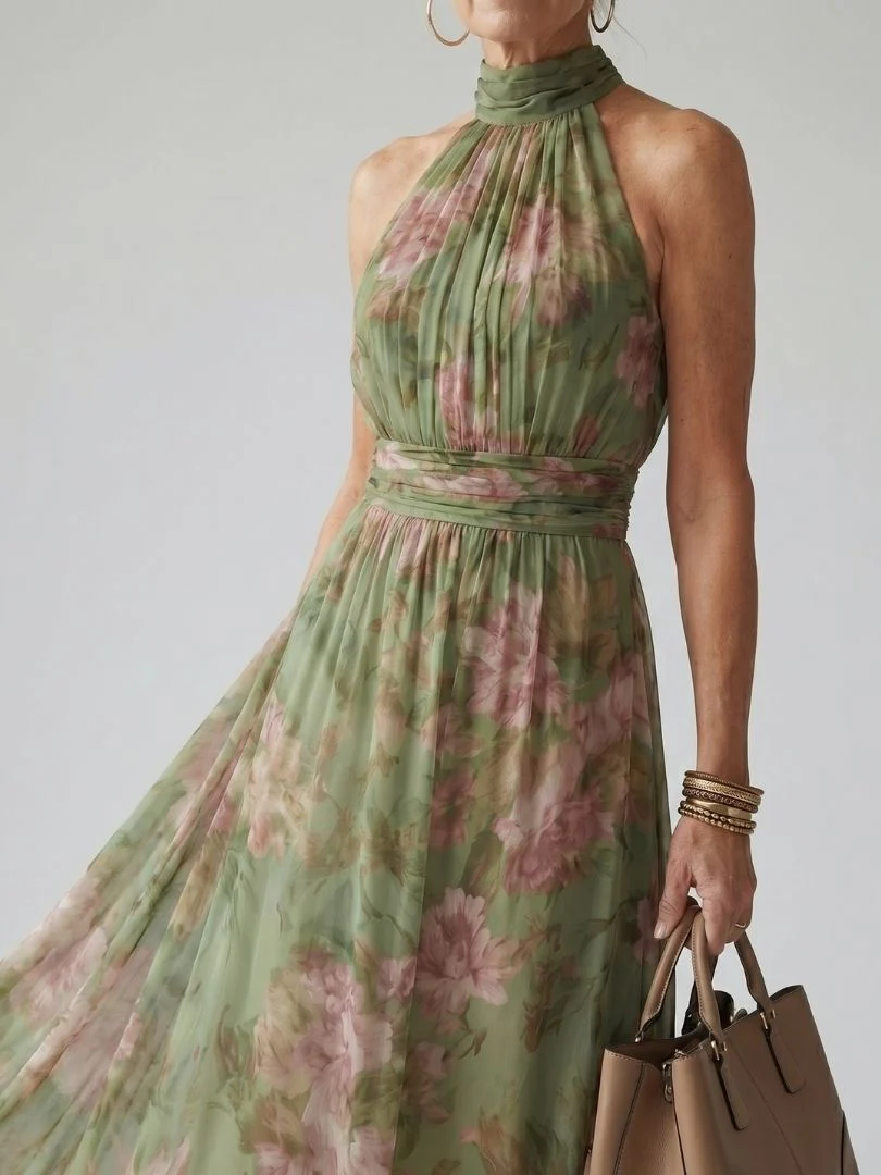 Mirelle | Gathered Halter Midi Kleid - Image 2