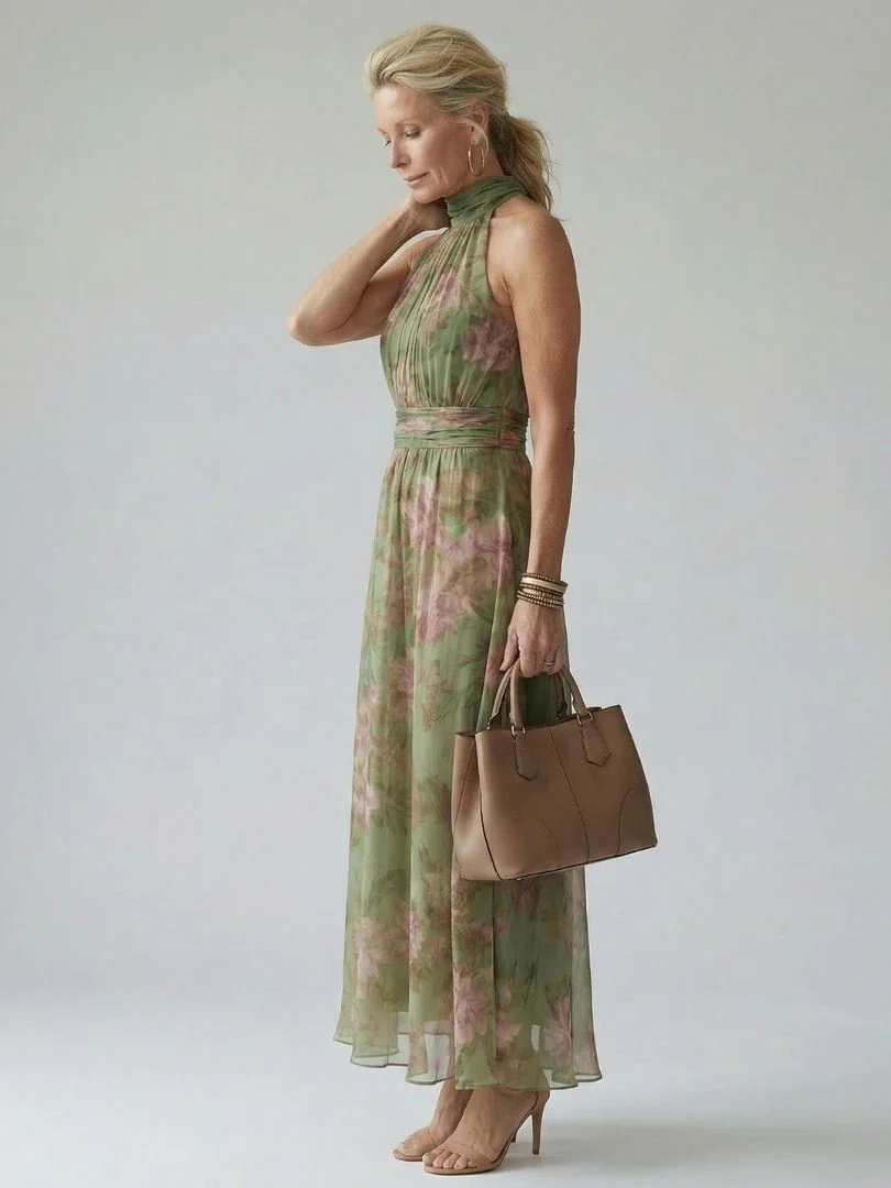 Mirelle | Gathered Halter Midi Kleid - Image 3