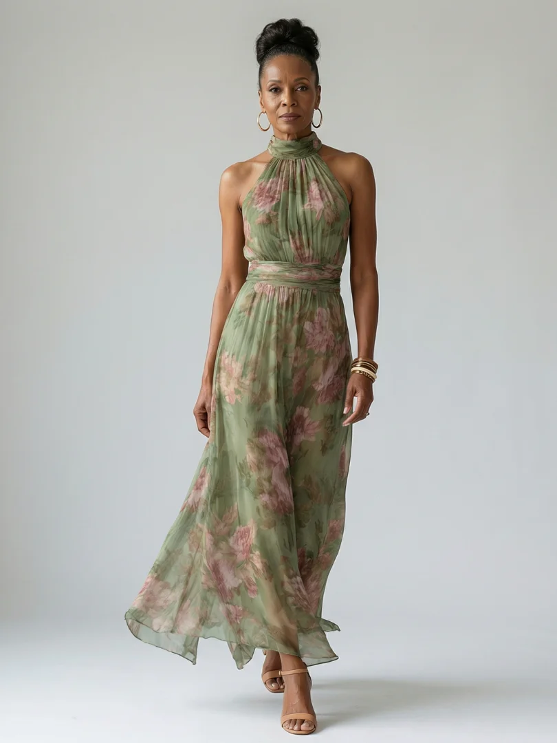 Mirelle | Gathered Halter Midi Kleid - Image 5