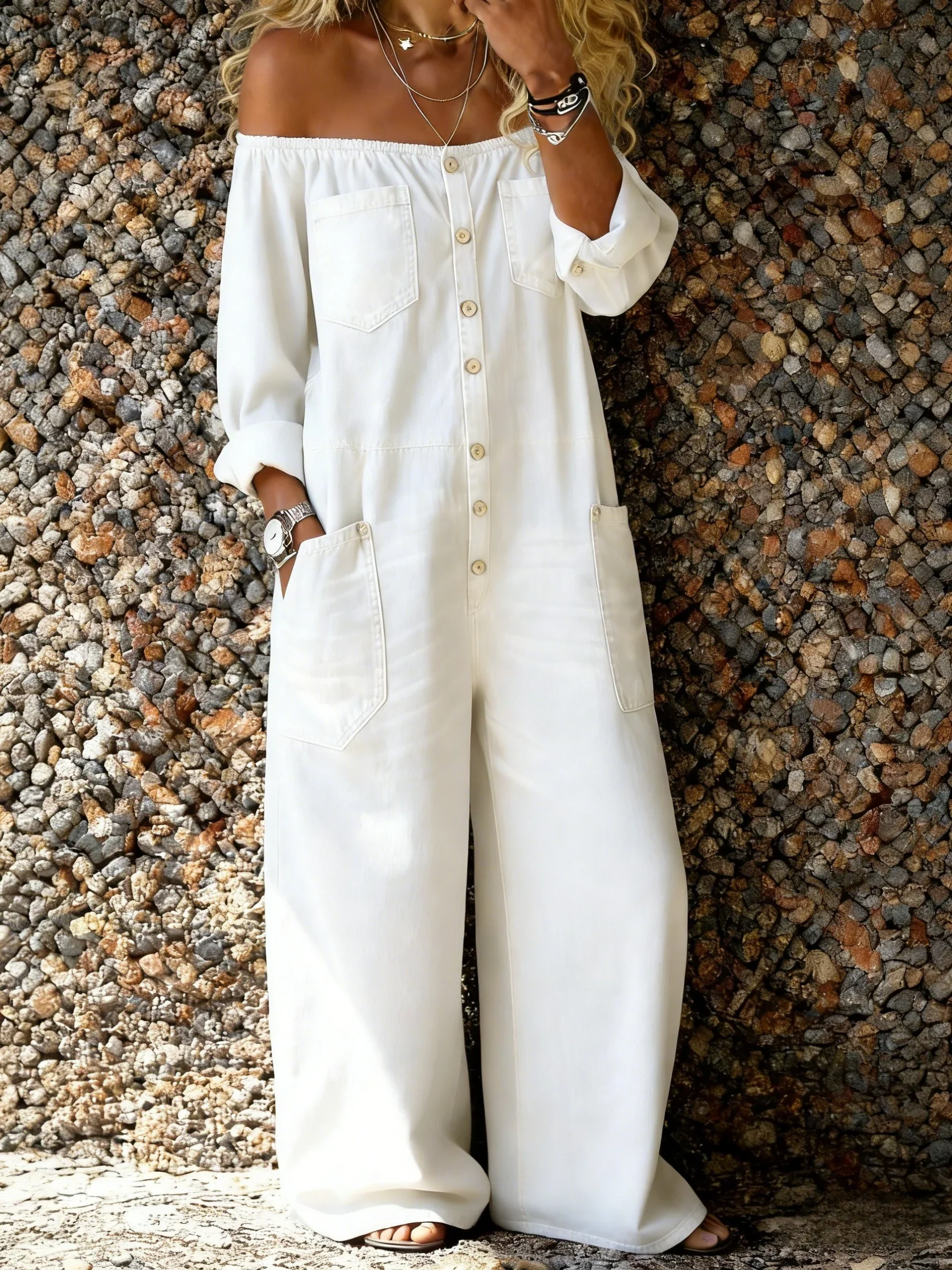 Noa | Denim-Jumpsuit mit Off-Shoulder-Ausschnitt - Image 5