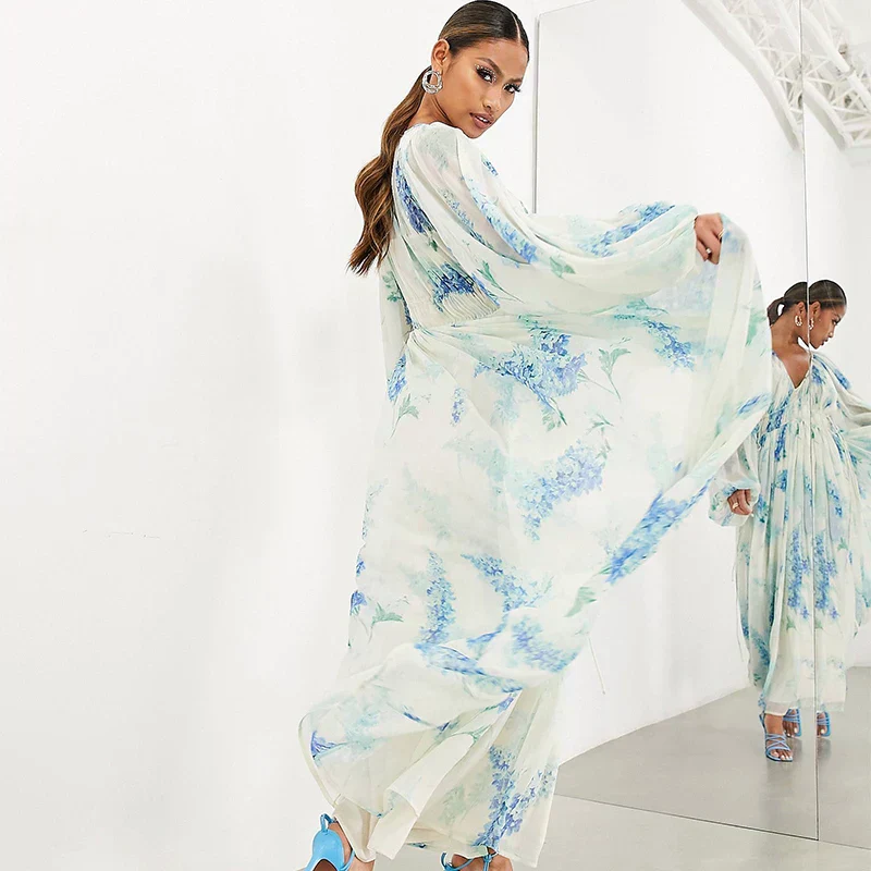 Nora – Blaues Ozean Maxi Kleid - Image 4