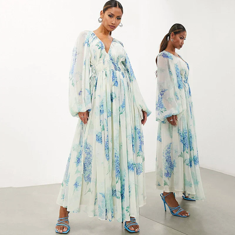 Nora – Blaues Ozean Maxi Kleid - Image 5