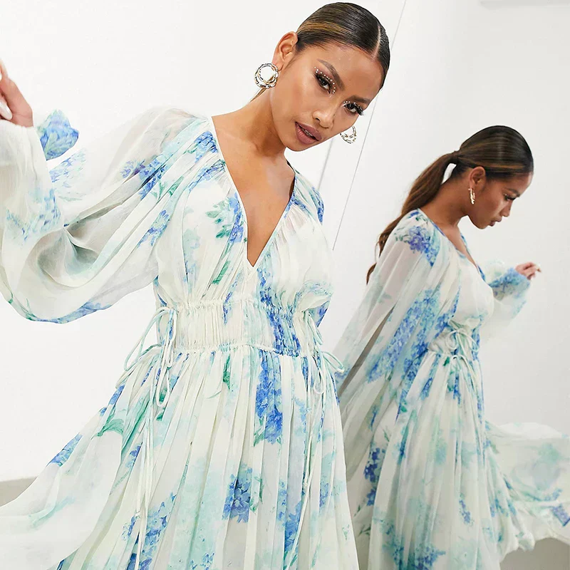 Nora – Blaues Ozean Maxi Kleid - Image 6
