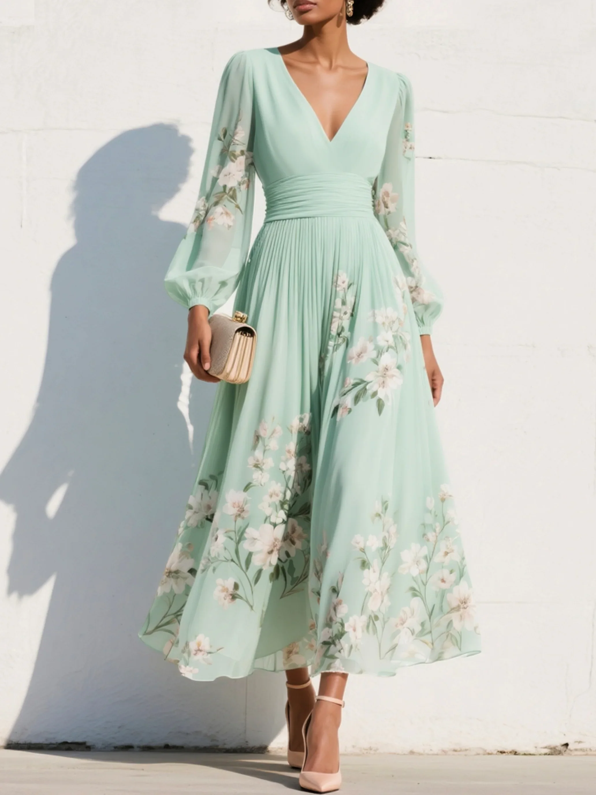 Odelia™ Blumiges Midi-Kleid