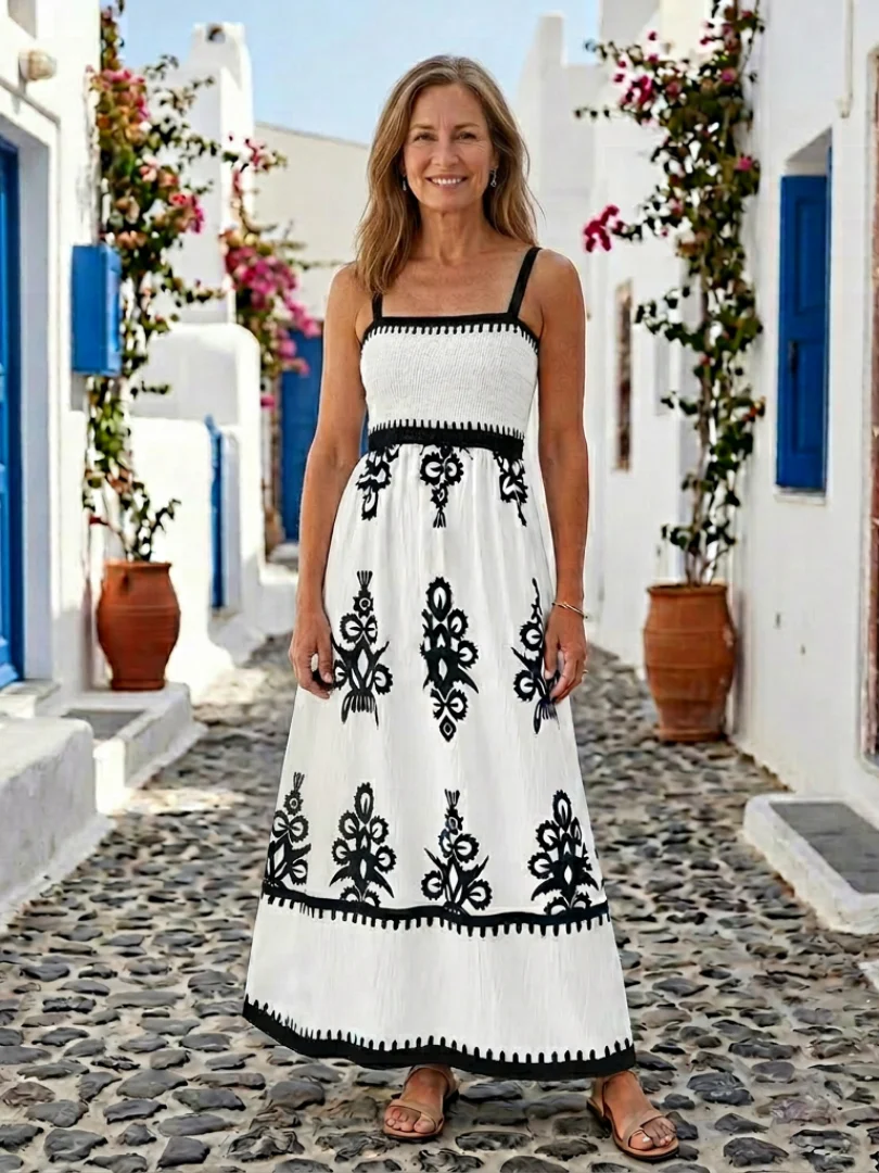 Odelina | Ärmelloses Maxikleid mit gerafftem Oberteil - Image 4