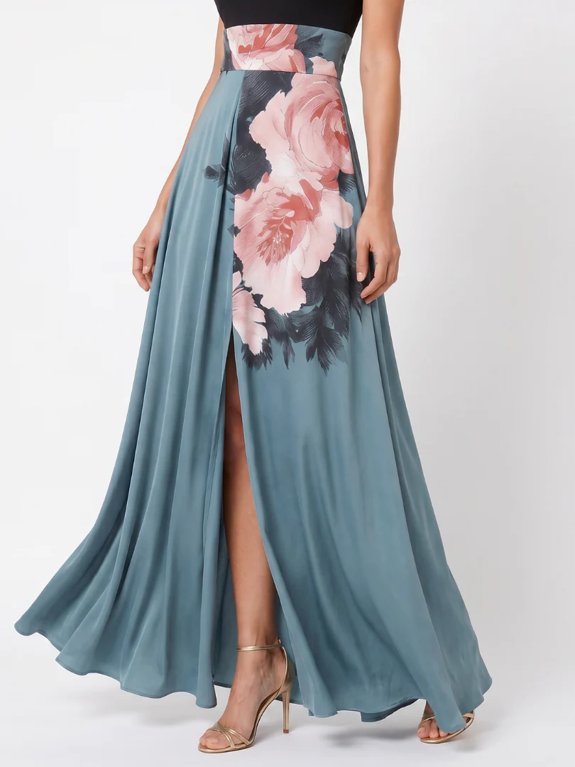 Olympas | Halter-Bodice Floral Rock Maxi Kleid - Image 3