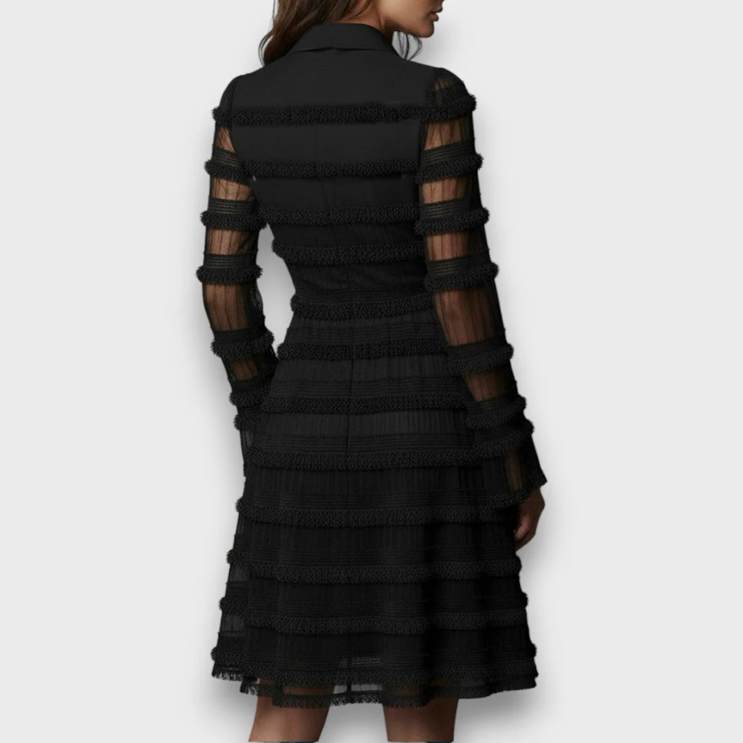 Parisa – Midi-Kleid mit transparenten Fransen-Details - Image 4